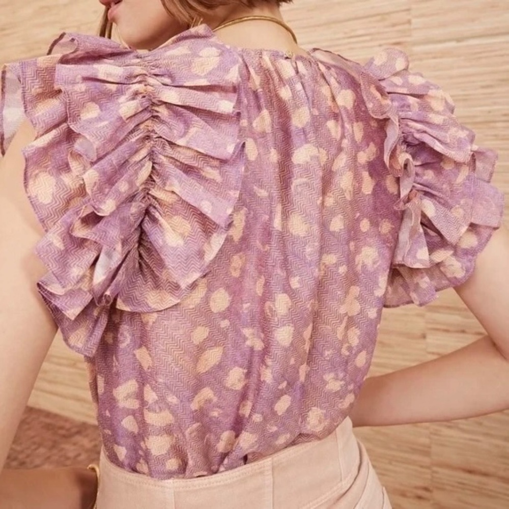 Ulla Johnson Manon Ruffled Short Sleeve Blouse / Top US2 NWOT - Picture 5 of 11